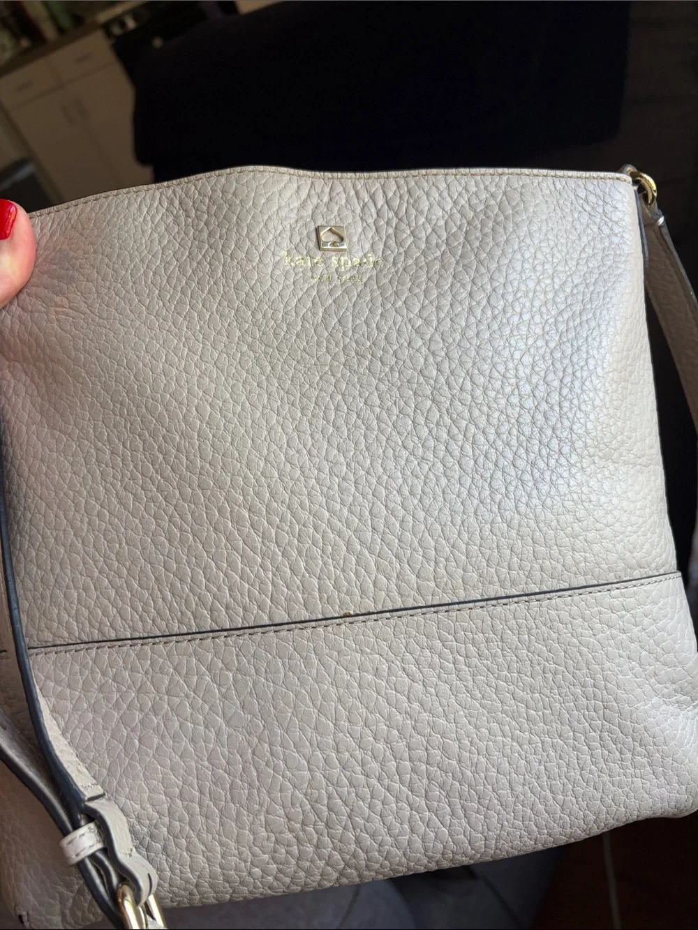 kate spade Pebbled Leather Crossbody in Light Beige
